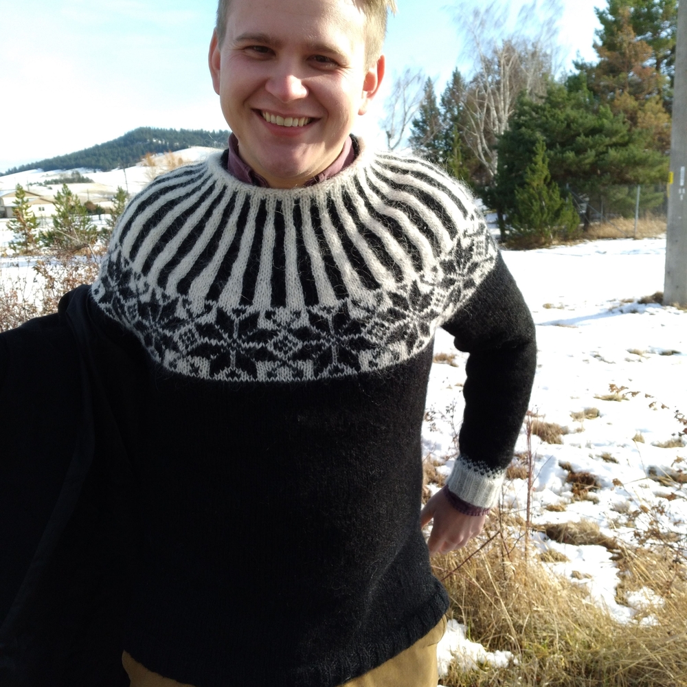 Handknit Scandinavian Black and White Sweater